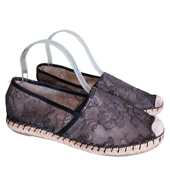 Valentino Garavani Shoes - Valentino Garavani Black Lace Espadrille Loafers Flats Lighweight Designer sz 37